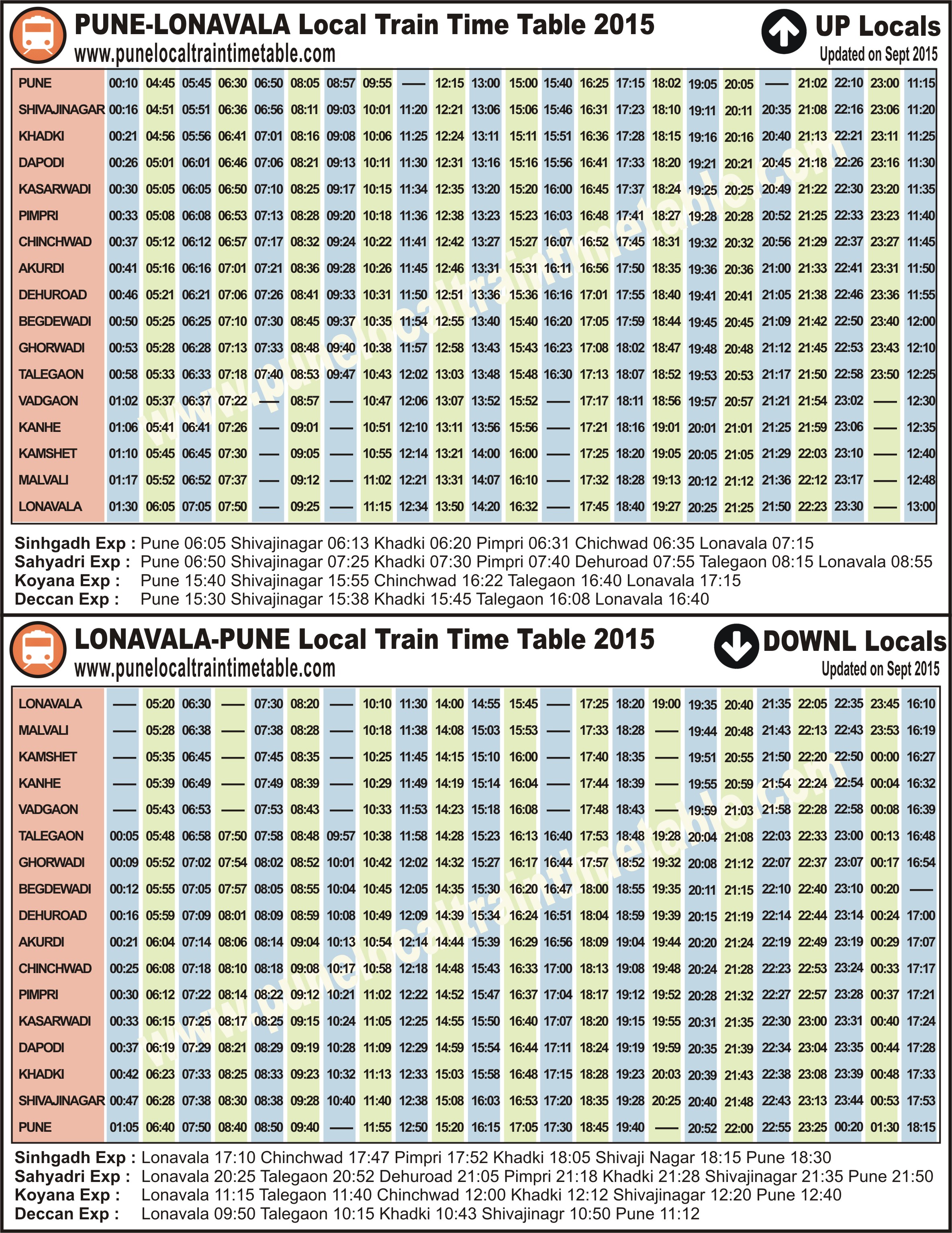 Pune Local time table download 2023